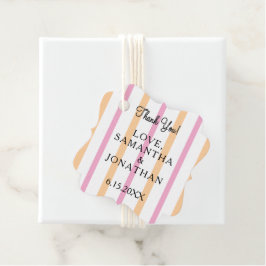 Zandstrand Witte Roze Cabana Strepen Trouw Bedankjes Labels