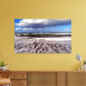 Zandstrand, wolken in de blauwe lucht. schilderen. canvas afdruk (Insitu (Woonkamer))
