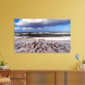 Zandstrand, wolken in de blauwe lucht. schilderen. canvas afdruk (Insitu (Woonkamer))