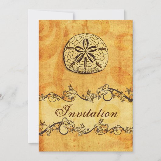 zandstrandbruiloft nodigt uit voor rustige ,  bru kaart (Voorkant)