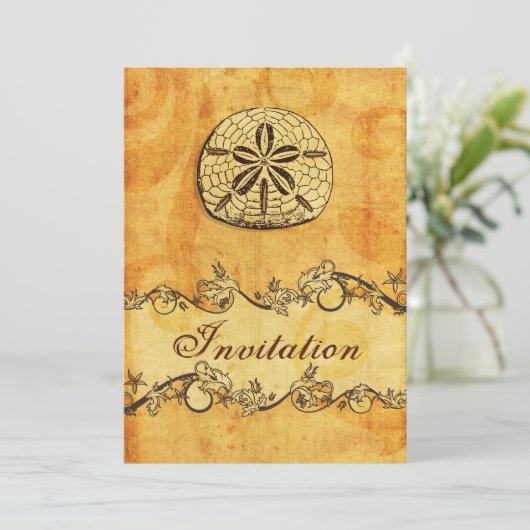  zandstrandbruiloft nodigt uit voor rustige ,  bru kaart (Staand voorkant)