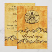 zandstrandbruiloft nodigt uit voor rustige ,  bru kaart (Voorkant / Achterkant)