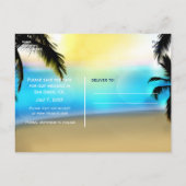Zandstrandle + Palmbomen Save The Date-ansichtkaar Aankondigingskaart (Achterkant)