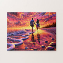 Zandstrandroesje Koppel Zonsondergang Wandeling La Legpuzzel