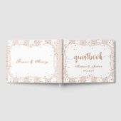 Zandstrepen & Roos Gouden Confetti Bruiloft Monogr Gastenboek (Volledig)