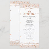 Zandstrepen & Roze Gouden Confetti Trouwmenu Menu (Voorkant / Achterkant)