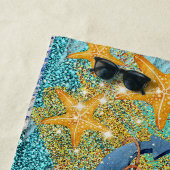 Zandvis en anker blauw Nautisch Strandlaken (In situ)