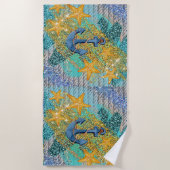 Zandvis en anker blauw Nautisch Strandlaken (Voorkant)