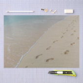 Zandvoetafdruk oceaanachtergrond ontkoppelen tissuepapier (Craft)