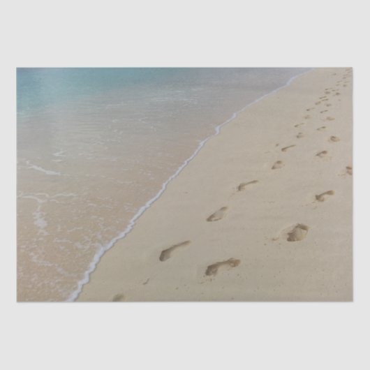 Zandvoetafdruk oceaanachtergrond ontkoppelen tissuepapier (Voorkant)