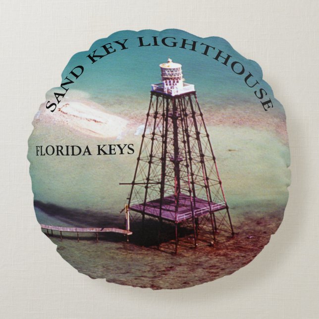 Zandvuurtoren, Florida Keys Round Pillow Rond Kussen (Voorkant)