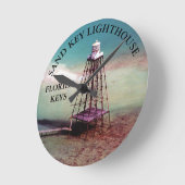 Zandvuurtoren, Florida Keys Round Wall Clock Ronde Klok (Hoek)