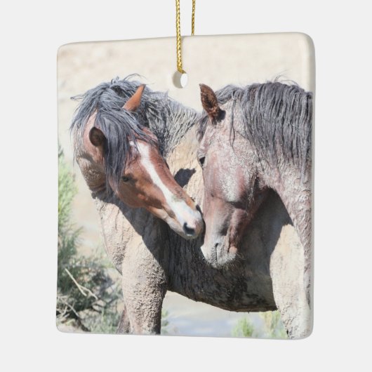 Zandwassenbekken Wilde paarden Keramisch siermeel Keramisch Ornament (Links)