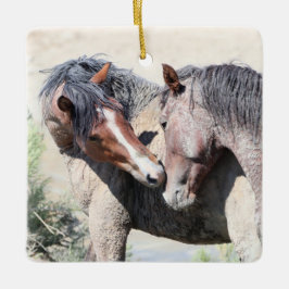 Zandwassenbekken Wilde paarden Keramisch siermeel Keramisch Ornament