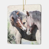 Zandwassenbekken Wilde paarden Keramisch siermeel Ornament (Links)