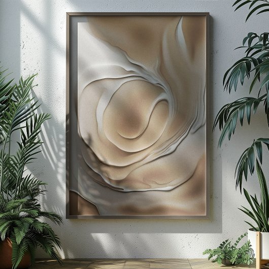 "Zandwerveling in de zon" | Beige Abstracte kunst Poster