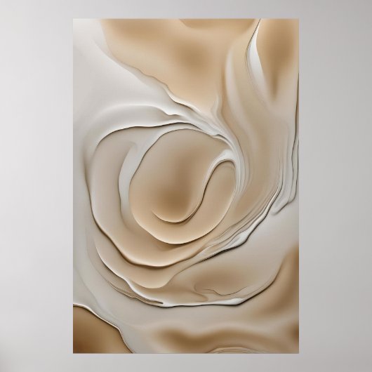 "Zandwerveling in de zon" | Beige Abstracte kunst Poster (Voorkant)