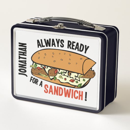Zandwich aangepaste naam lunchbox (Voorkant)