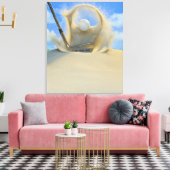 zandwig die een golfbal raakt uit een zand 2 canvas afdruk (Insitu (Woonkamer))