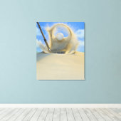 zandwig die een golfbal raakt uit een zand 2 canvas afdruk (Insitu (Houten vloer))