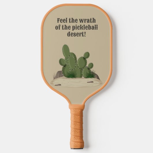 Zandwoestijn met cactussen, voel de toorn pickleball paddle (Voorkant)