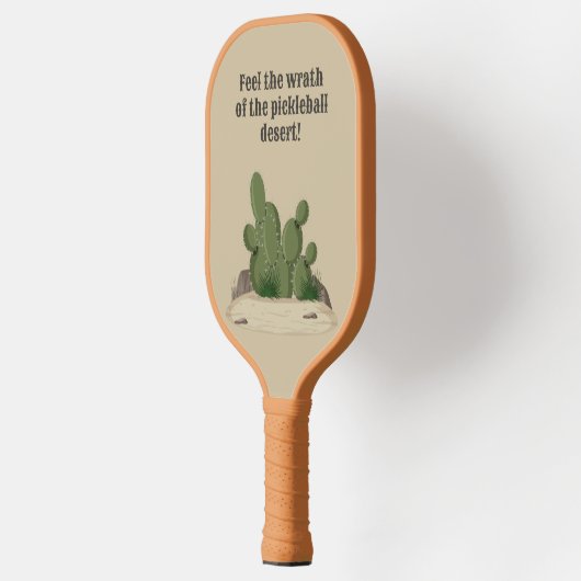 Zandwoestijn met cactussen, voel de toorn pickleball paddle (Links)