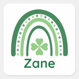 Zane Name Clover Boho Rainbow Vierkante Sticker