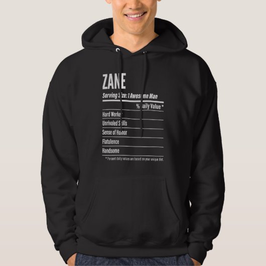 Zane  Nutritional Facts Serving Size Calories Hoodie (Voorkant)