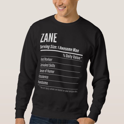 Zane Serving Size Nutrition Label Calories Trui (Voorkant)