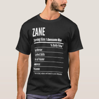 Zane voedingsfeiten serveren grootte calorieën t-shirt