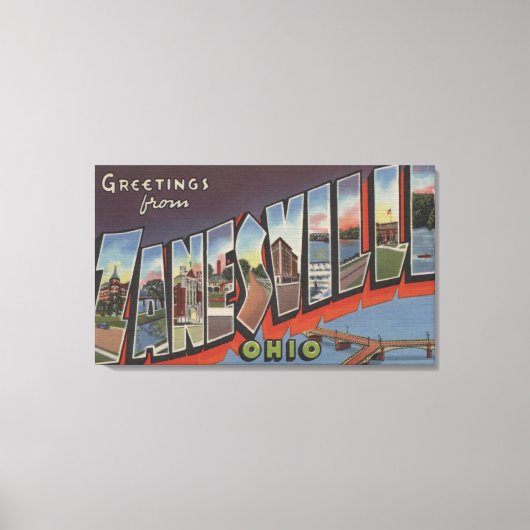 Zanesville, Ohio - Grote letterscènes Canvas Afdruk (Voorkant)
