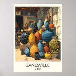 Zanesville Ohio Y-Bridge City Historische aardewer Poster
