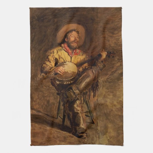 Zang van Cowboy door Thomas Eakins Theedoek (Verticaal)