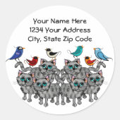 Zang Vogels & Katten Ronde Sticker (Voorkant)