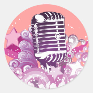 zangdiva vintage microfoon vector ronde sticker