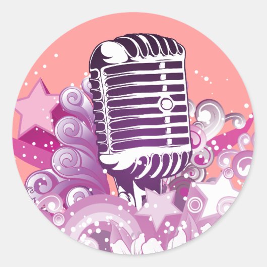 zangdiva vintage microfoon vector ronde sticker (Voorkant)