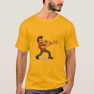 Zanger gaat er helemaal in op t-shirt