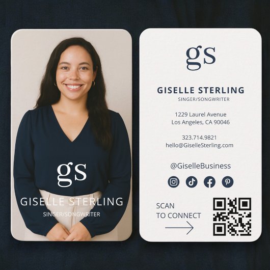 Zanger-Liedschrijver Foto QR Code Professioneel Visitekaartje