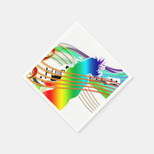 Zanger met gitaar en muziek party servetten