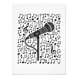 Zanger Microfoon Muzikale noten Zangleraar Foto Afdruk