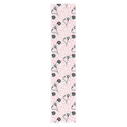 Zanger Microfoon Roze Harten, Muzikant Trouwen Korte Tafelloper (Voorkant)