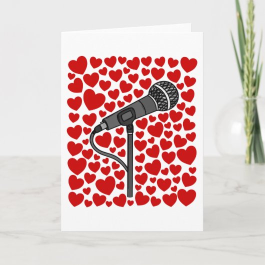 Zanger Microfoon Valentijnsdag Jubileum Kaart (Voorkant)