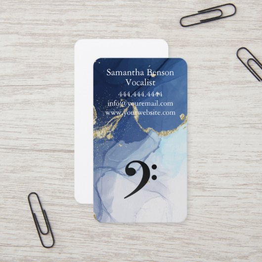 Zanger Musical Clef Logo Black White Visitekaartje (Voorkant / Achterkant in situ)