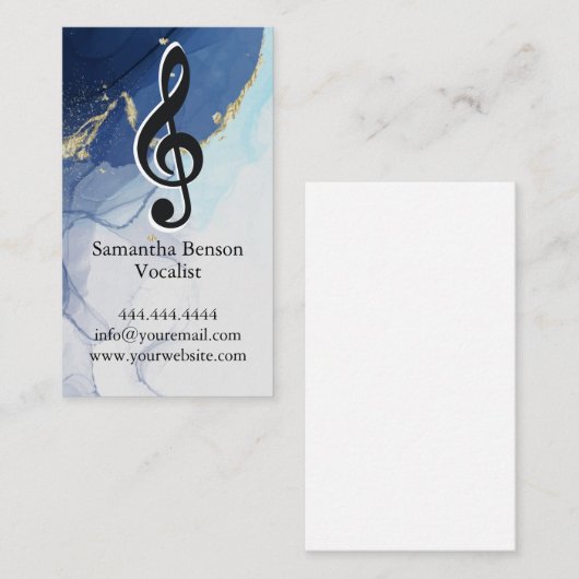 Zanger Musical Clef Logo Black White Visitekaartje (Voorkant / Achterkant)