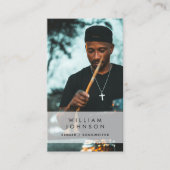 Zanger Muzikant Foto Drummer Social Media QR Code Visitekaartje (Voorkant)