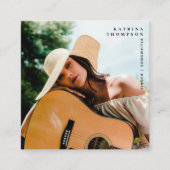 Zanger Muzikant Foto Gitarist QR Code Vierkante Visitekaartje (Voorkant)