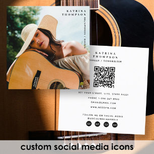 Zanger Muzikant Foto Gitarist QR Code Vierkante Visitekaartje