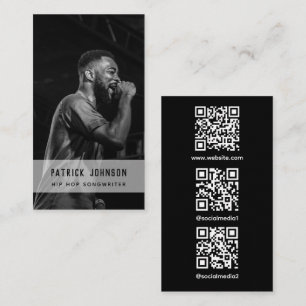 Zanger Muzikant Foto Hip Hop Scanbare QR Code Visitekaartje