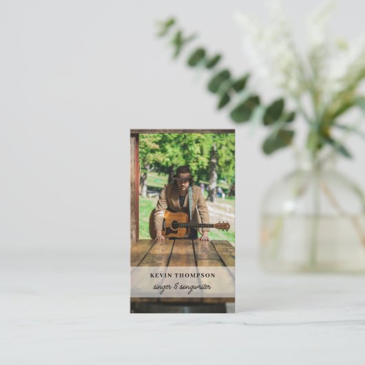 Zanger Muzikant Foto Sociale Media QR Code Script Visitekaartje (Staand voorkant)