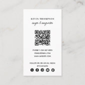 Zanger Muzikant Foto Sociale Media QR Code Script Visitekaartje (Achterkant)